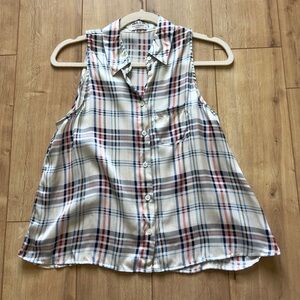 Equipment Femme Plaid Sleeveless Silk Top